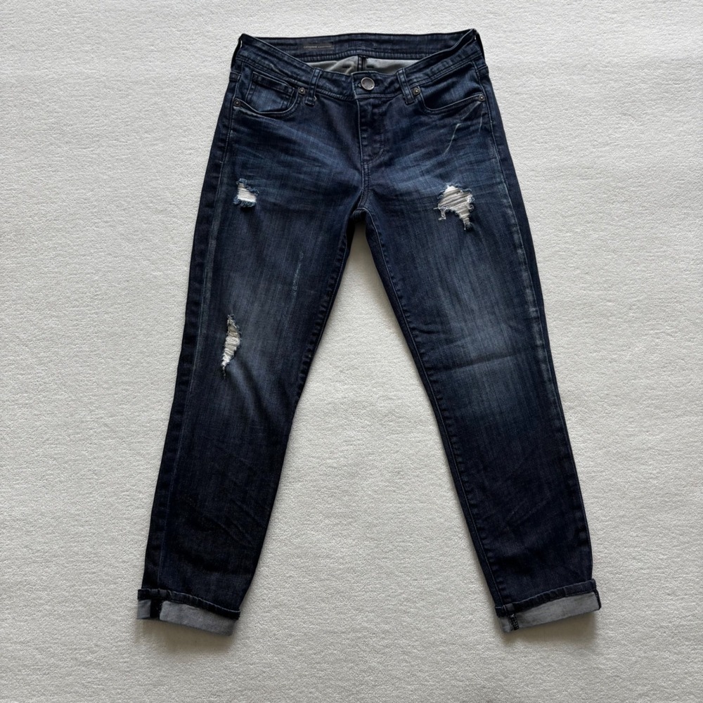 Kut from‎ the Kloth Catherine Slim Boyfriend Women Size 2 Dark Distressed Jeans